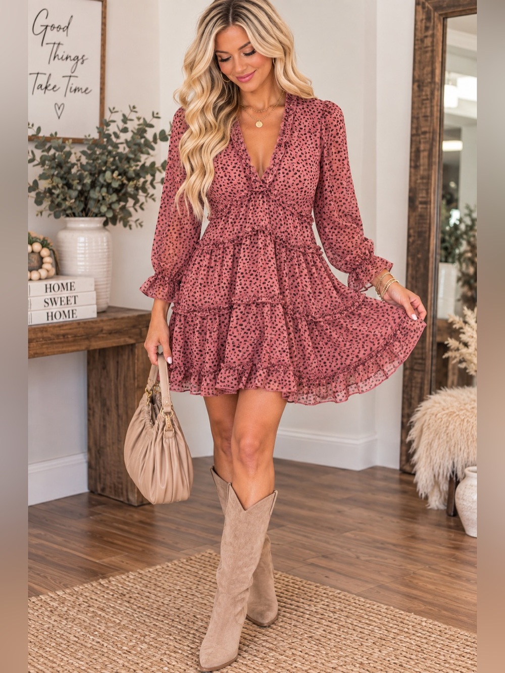 🎉SALE🎉🆕🩷BAEVELY: MAUVE Animal Print Dress SMALL